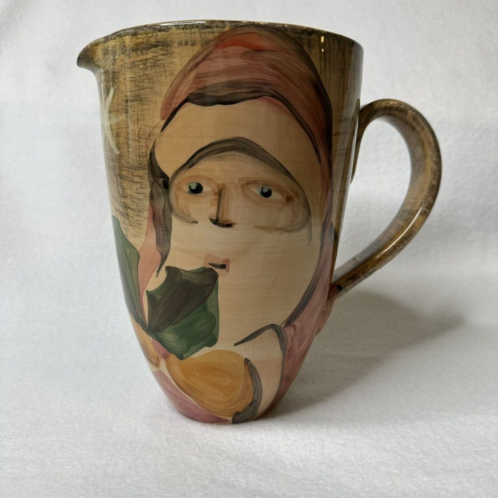 MARCO E CRISTINA Father Christmas PITCHER Santa  Made in Italy‎ 8" Tall Folk Art